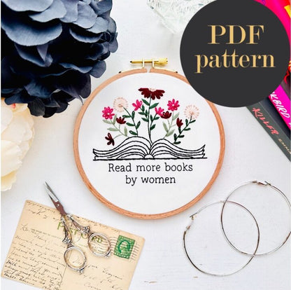 Read more books (7 patterns) / Embroidery PDF Pattern Download 6 inch