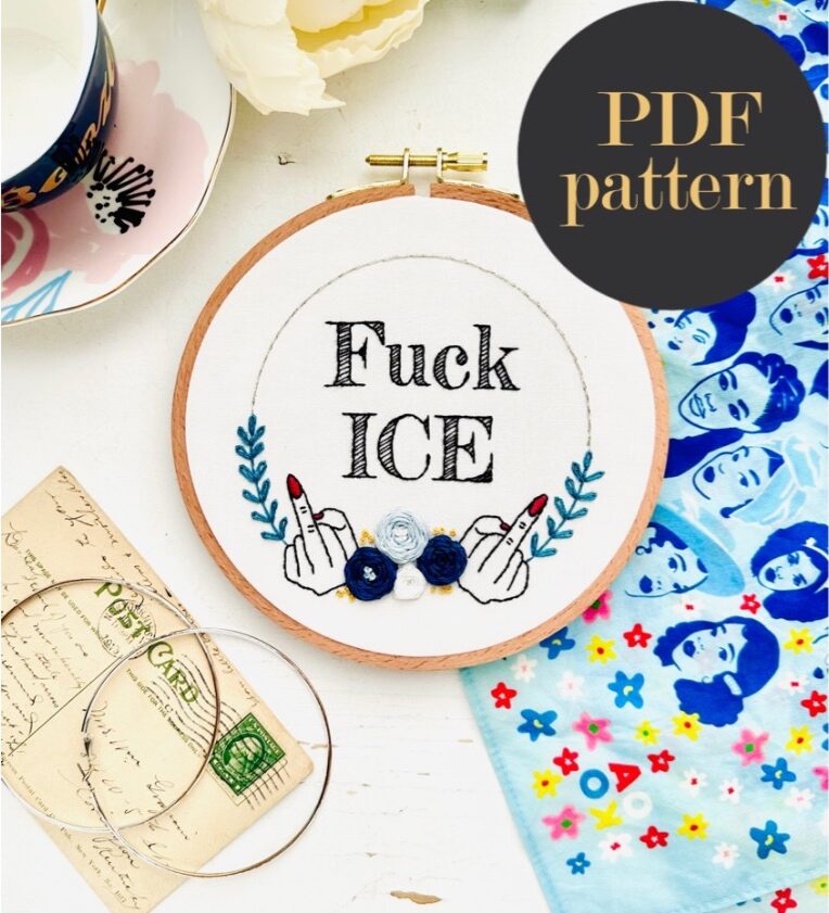 Fuck ICE &amp;amp; Chinga la migra // Embroidery PDF Pattern Download 6 inch