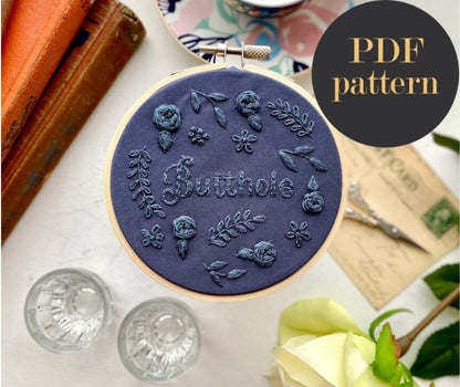 Butthole monochrome embroidery // PDF Pattern Download 4" Hoop