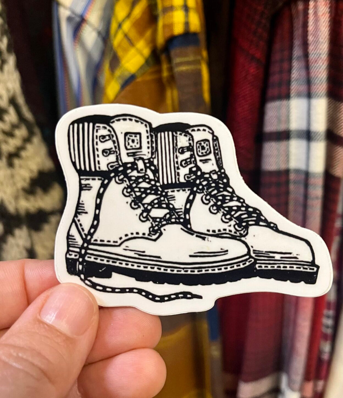 Hiking Boots Sticker - weatherproof adhesive, UV protective laminate