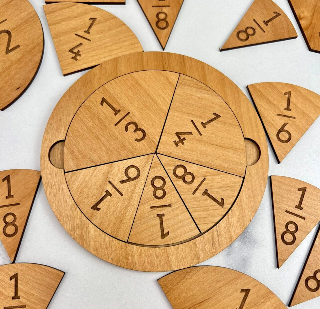 Wood Fraction Tile Set - Laser Engraved
