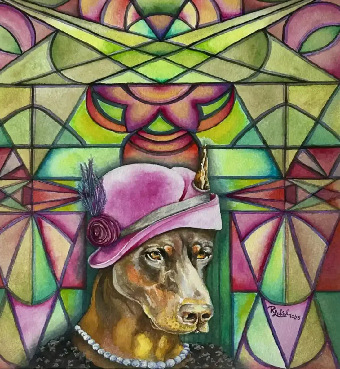 Art Deco Doberman - "Dolores"