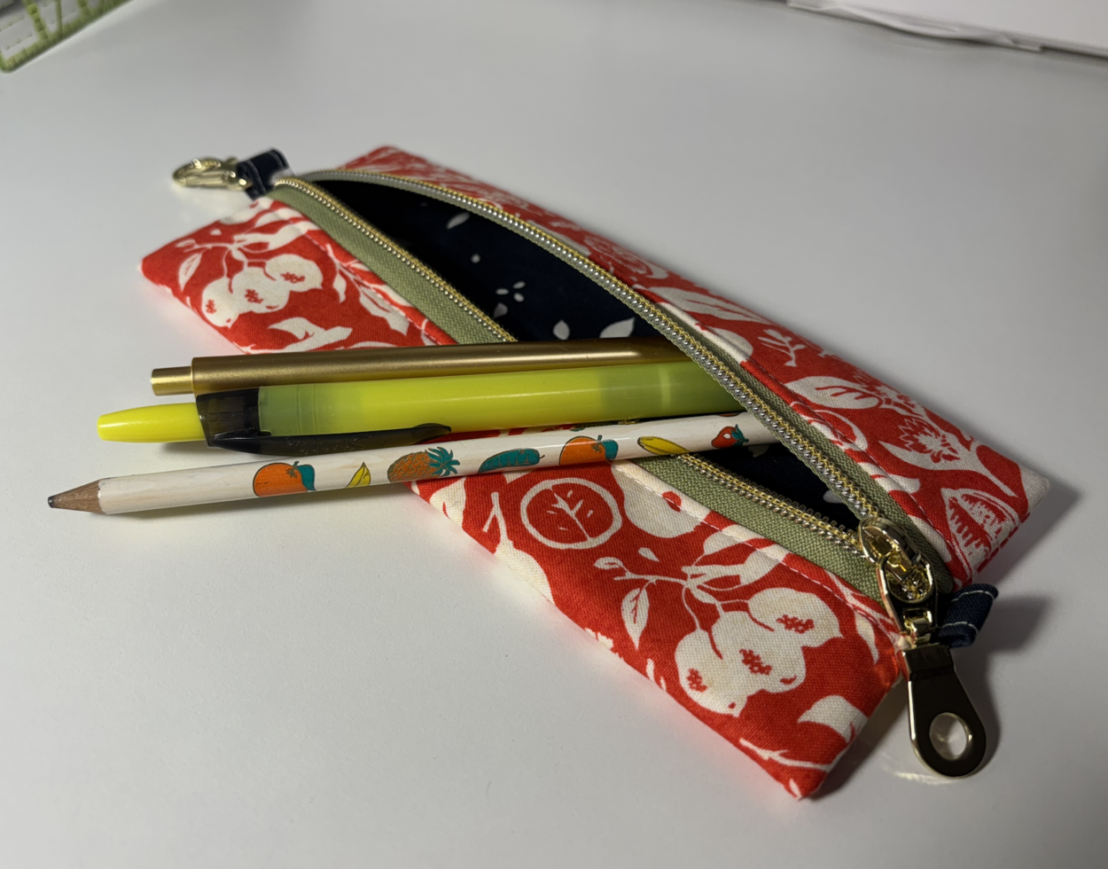 Flat Zipper Pencil Pouch with Key Ring