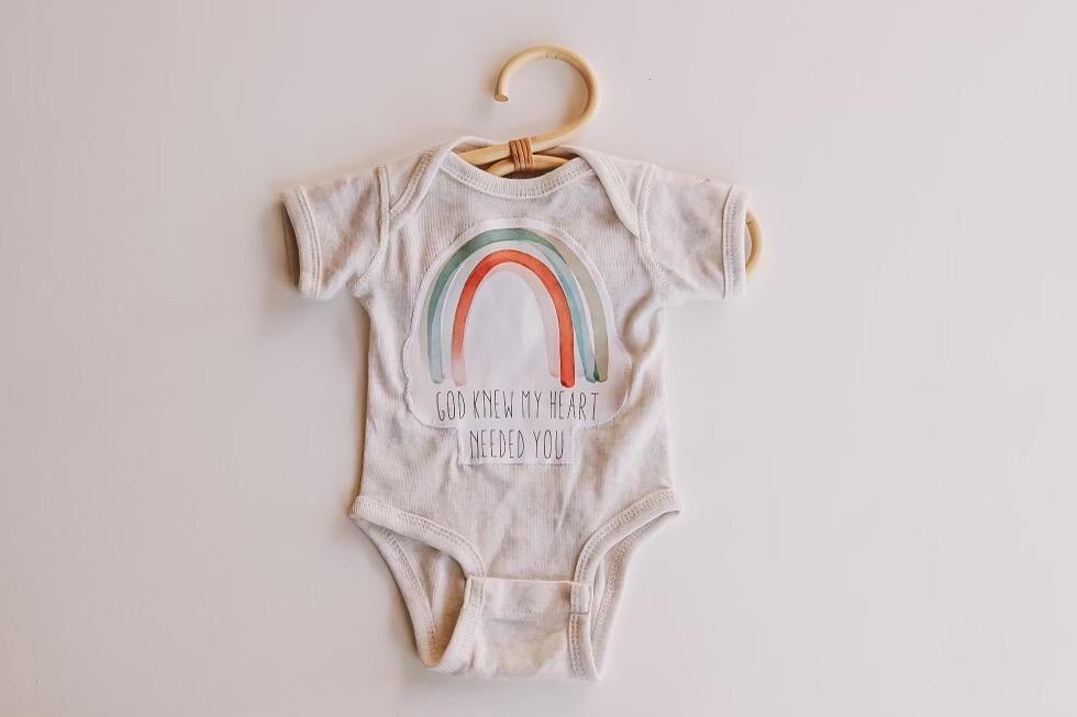 Watercolor Applique Organic Cotton Baby Onesie