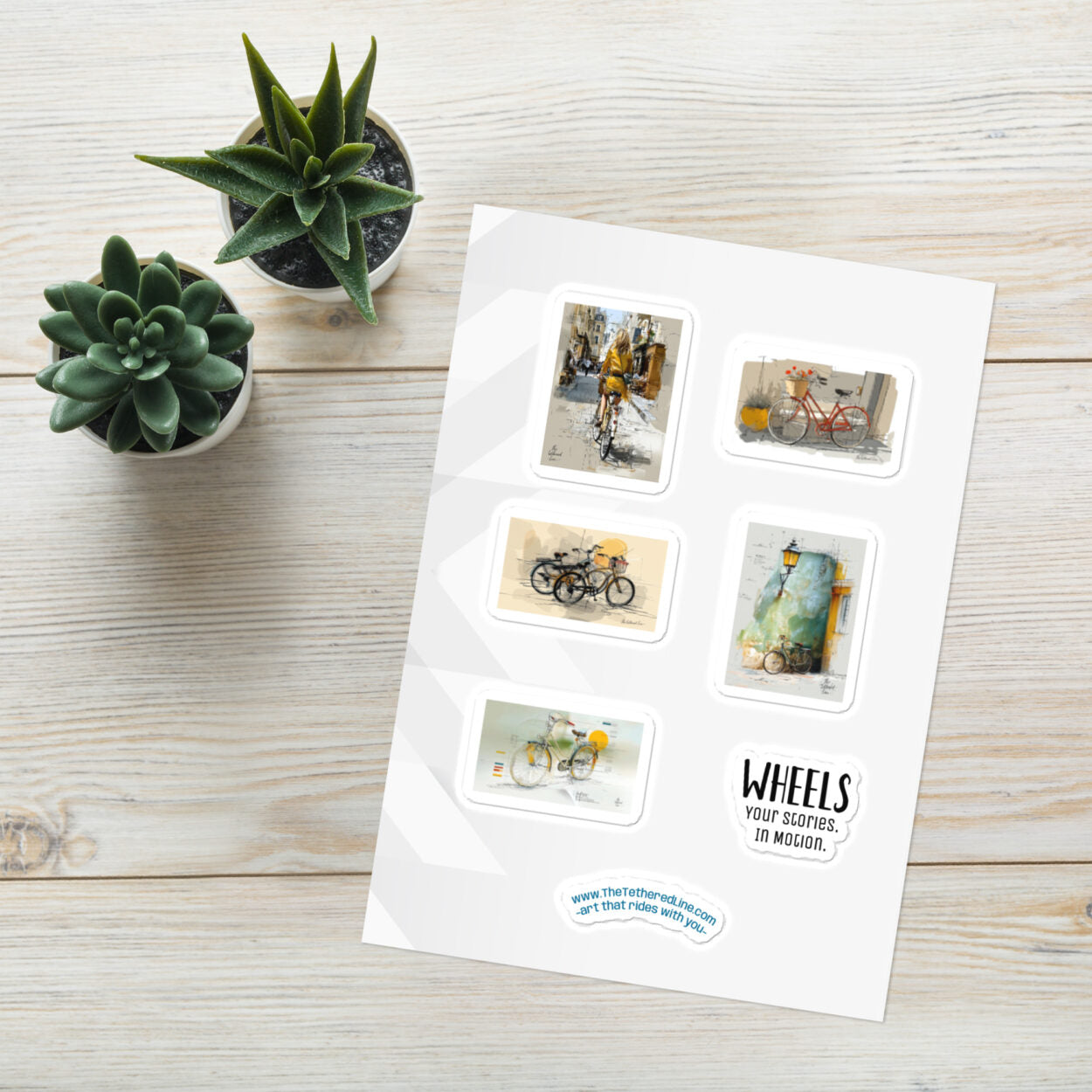 Wheels Collection Sticker Sheet – 5 Illustrated Bicycle Designs