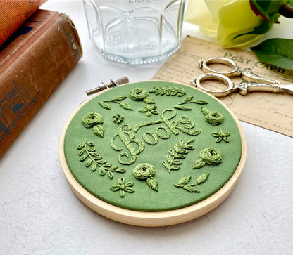 Books monochrome embroidery // PDF Pattern Download 4" Hoop