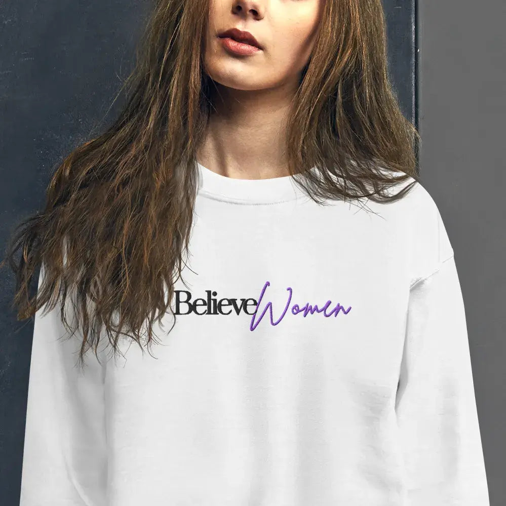 Believe Women Lightweight Embroidered Sweatshirt