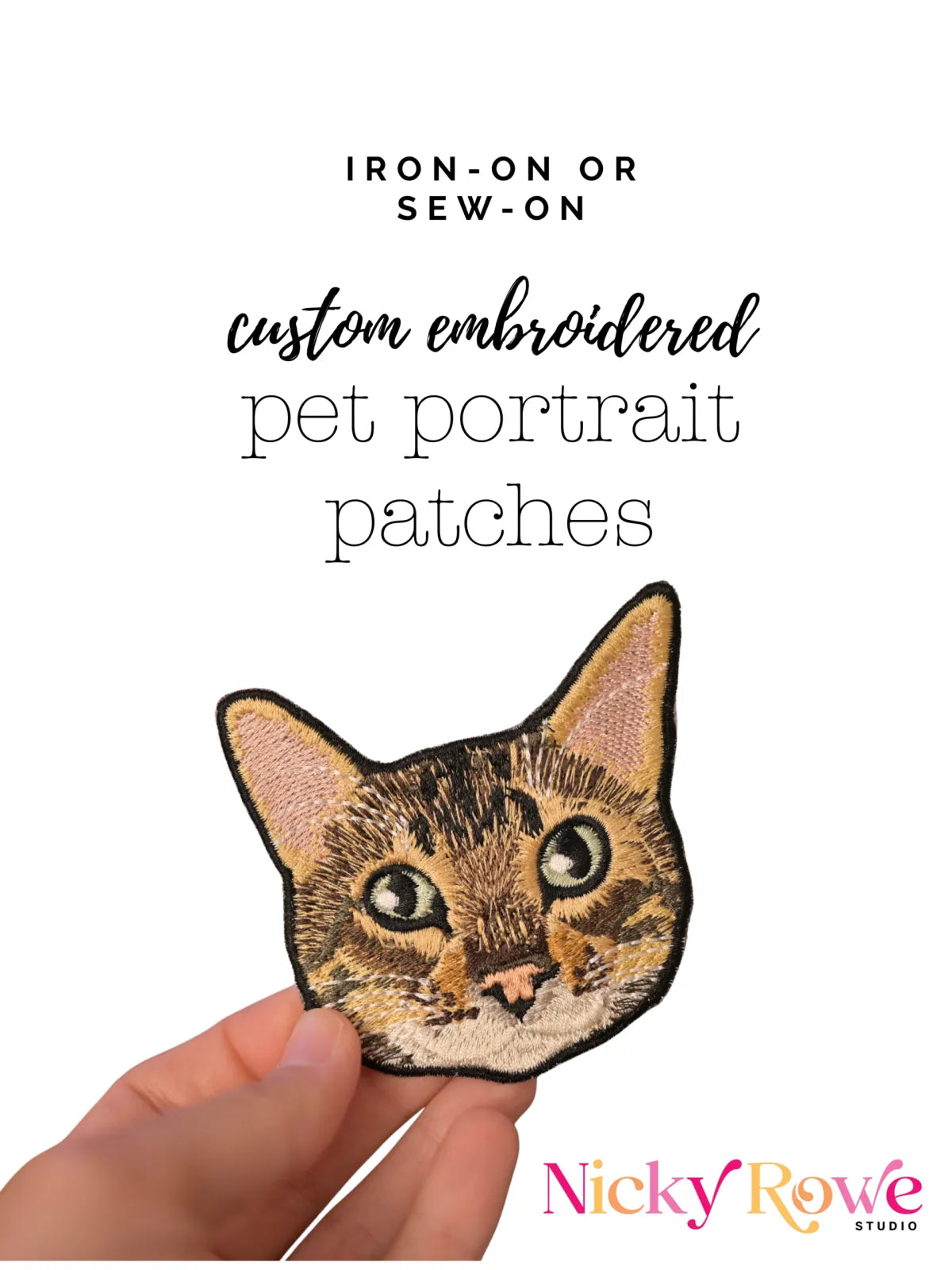 Custom Embroidered Pet Portrait Patches - Iron-on or Sew-On - $5 Donation to Caitie&