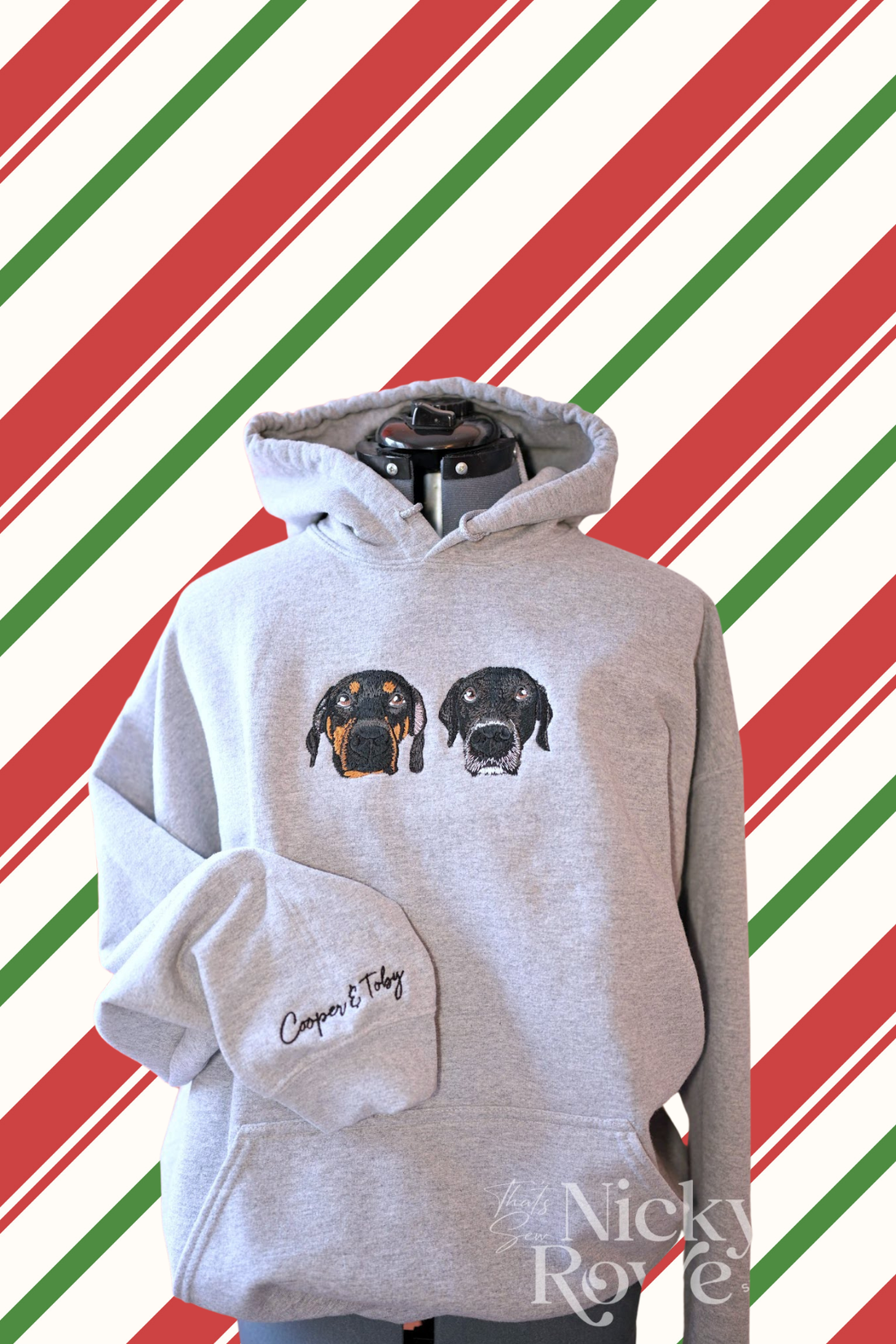 Custom Pet Portrait Embroidery on Crew Sweatshirt or Hoodie - $5 Donation to Caitie&