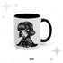 Chibi vampire coffee mug in 11 oz, black-handled accent mug with caped character art
