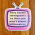 A die-cut sticker shaped like a retro television with the text &