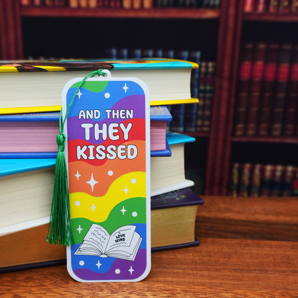 And Then They Kissed Rainbow Tassel Bookmark