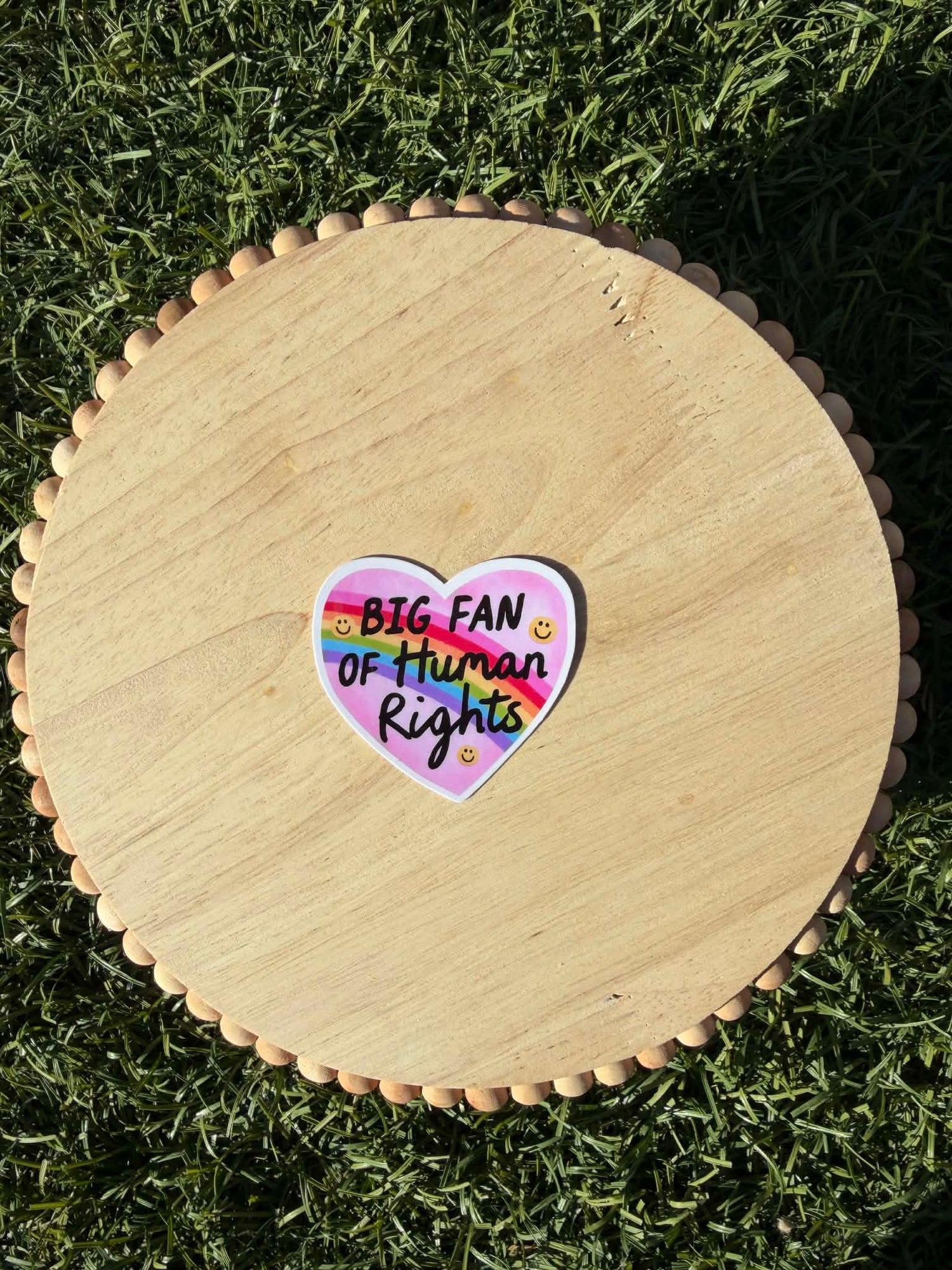 Big Fan of Human Rights Sticker | Rainbow Heart Vinyl Sticker | Pro Equality Pride Sticker 2" or 3"