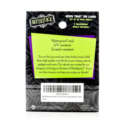 Beetlejuice Never Trust the Living Decals | 60-Pack Vinyl Sticker Set