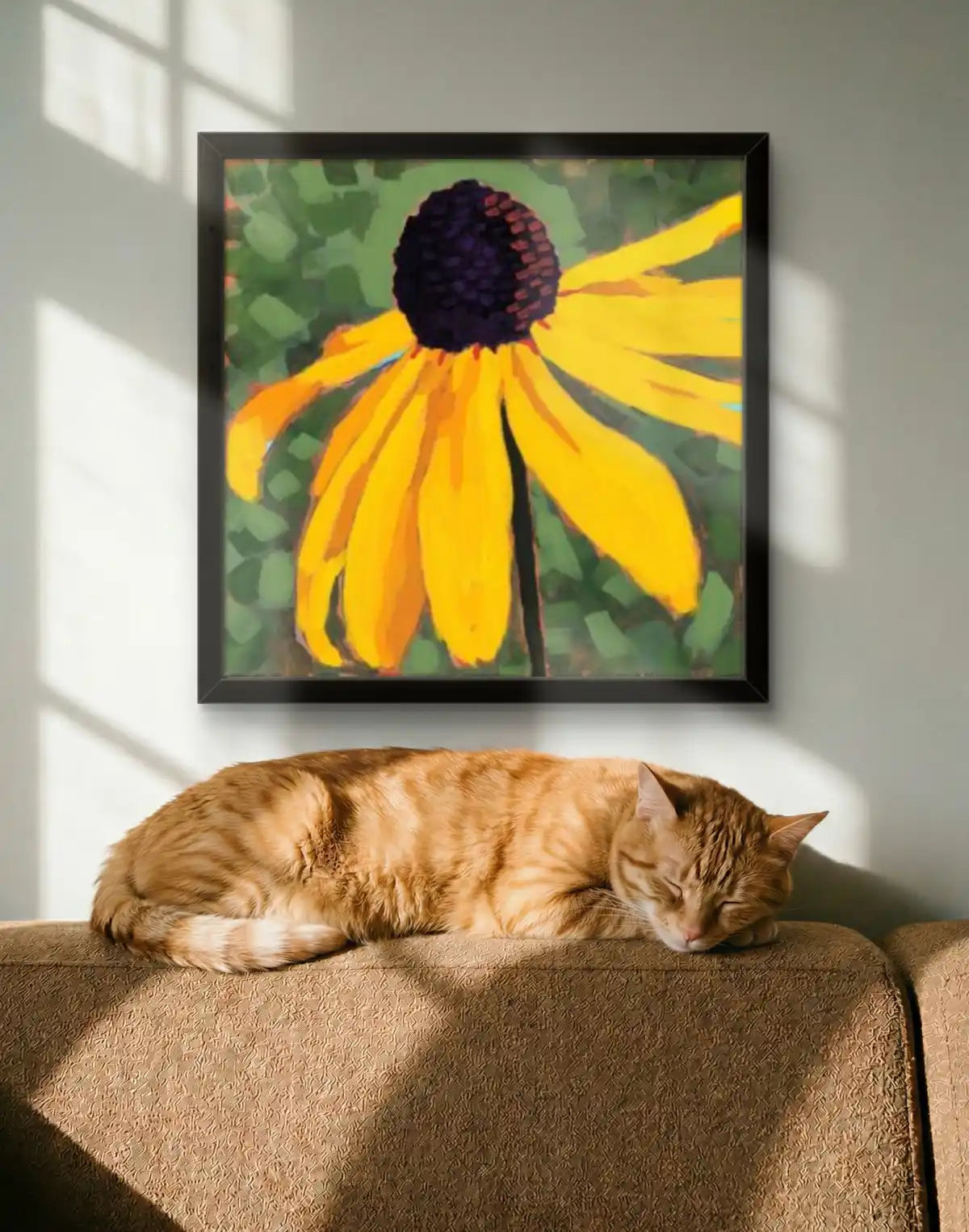 Black-eyed Susan acrylic painting 12x12 framed