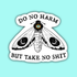Sticker with a moth design and text &