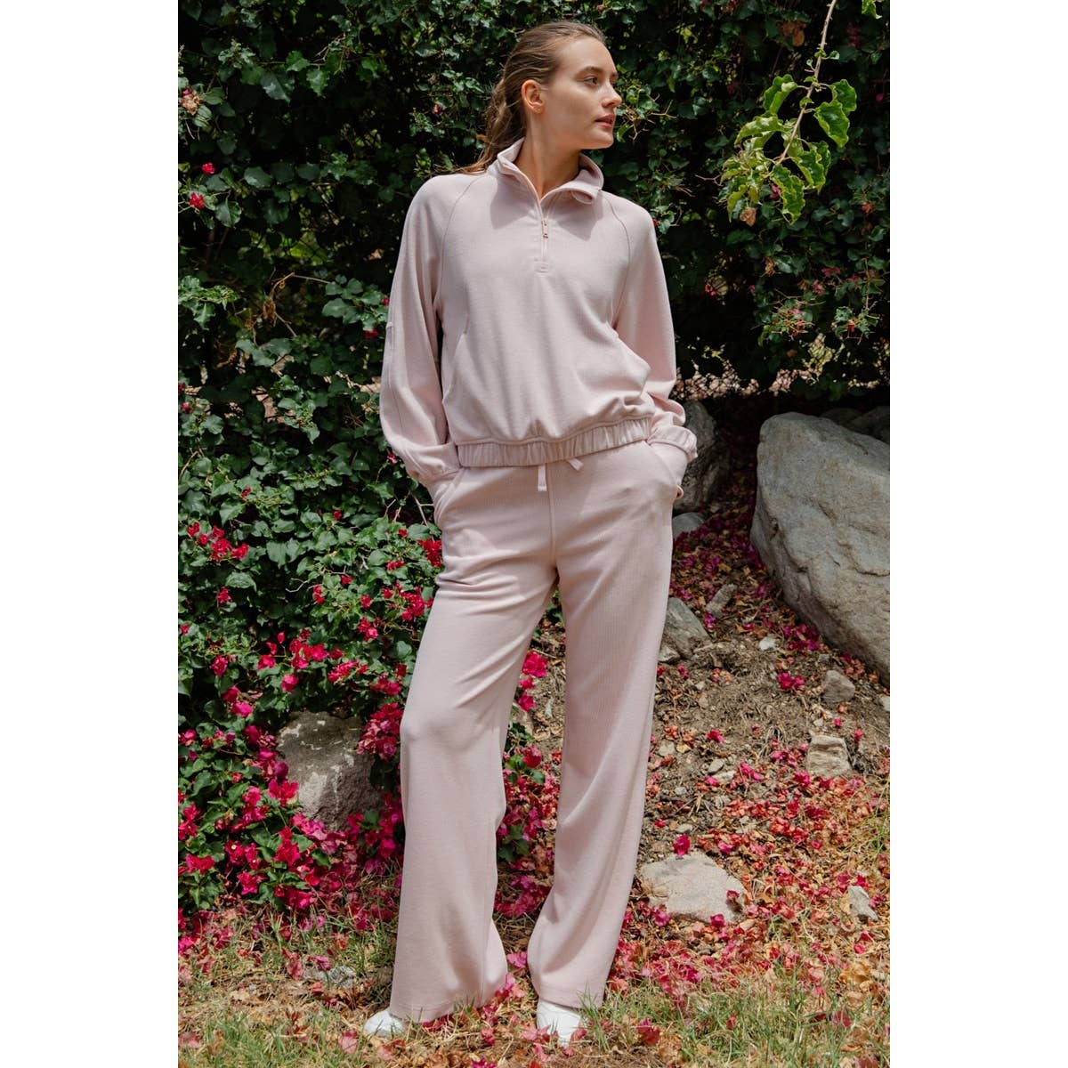 RIB BRUSHED STRAIGHT PANTS