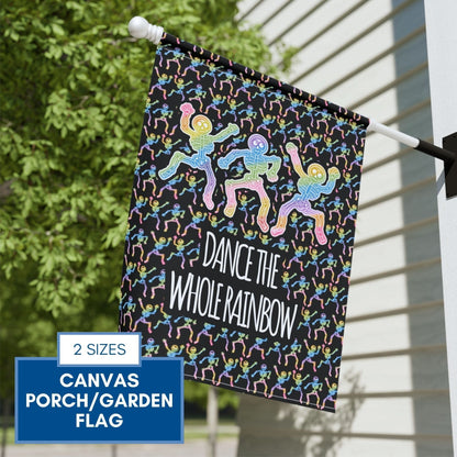 dance-the-whole-rainbow-garden-flag-dancing-skeletons-lgbtq-ally-porch-flag-hand-drawn-art