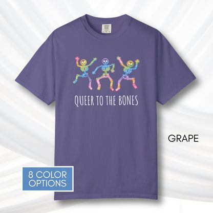 dancing-rainbow-skeletons-unisex-tshirt-halloween-lgbtq-queer-activism-graphic-tee-grape