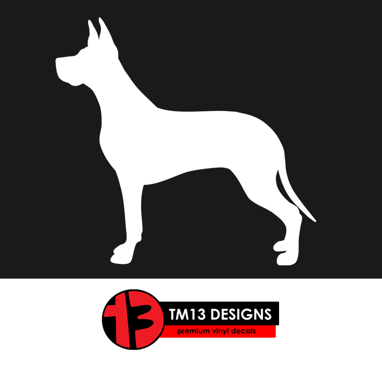 Great Dane (Stiff Ears) Silhouette Vinyl Decal