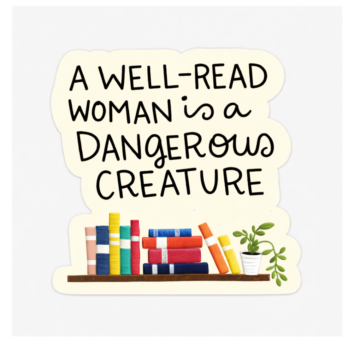 Decorative sticker with books and text &