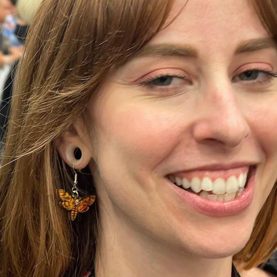 Death Head Hawkmoth Dangle Earrings - - Cate&