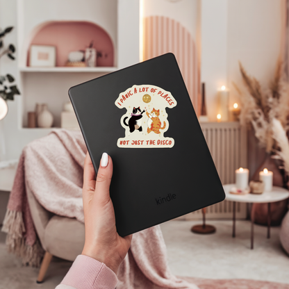 I Panic a Lot Just Not the Disco Sticker | Funny Cat Vinyl Sticker
