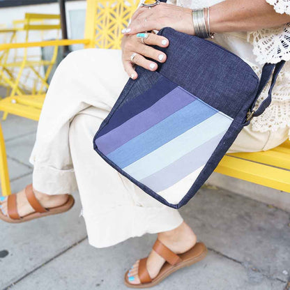 Deep Pocket Denim Crossbody - Stylish Stripes - Malia Designs