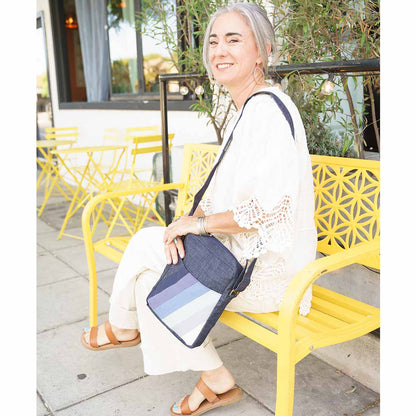 Deep Pocket Denim Crossbody - Stylish Stripes - Malia Designs