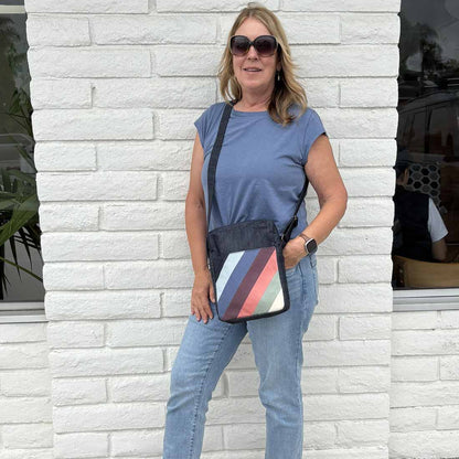 Deep Pocket Denim Crossbody - Summer Stripes - Malia Designs