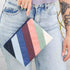 Denim Wristlet - Striped Pouch - Malia Designs