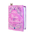 Pink plush book-shaped pillow with &