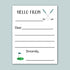 The image is a blank greeting card with a golf-themed design, including a golf club and a golf ball. The card has a blank space for a message and a blank space for a signature.