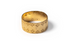 Hand made gold vermeil ring with a textured finish and hand stamped design, through fair trade partnerships in mexico, flat lay, ethical artisan ring jewelry chicago 