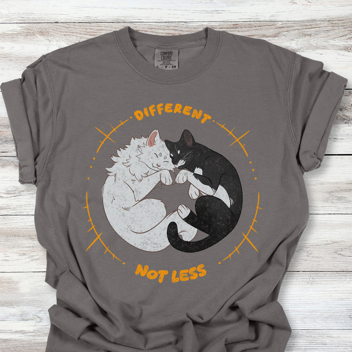 Different Not Less T-Shirt — Neurodiversity &amp; Autism Acceptance Cat Tee
