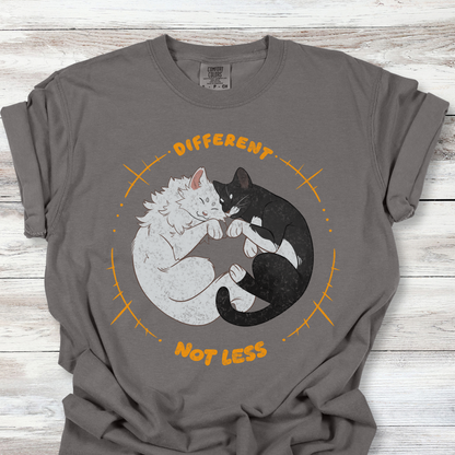 Different Not Less T-Shirt — Neurodiversity &amp; Autism Acceptance Cat Tee