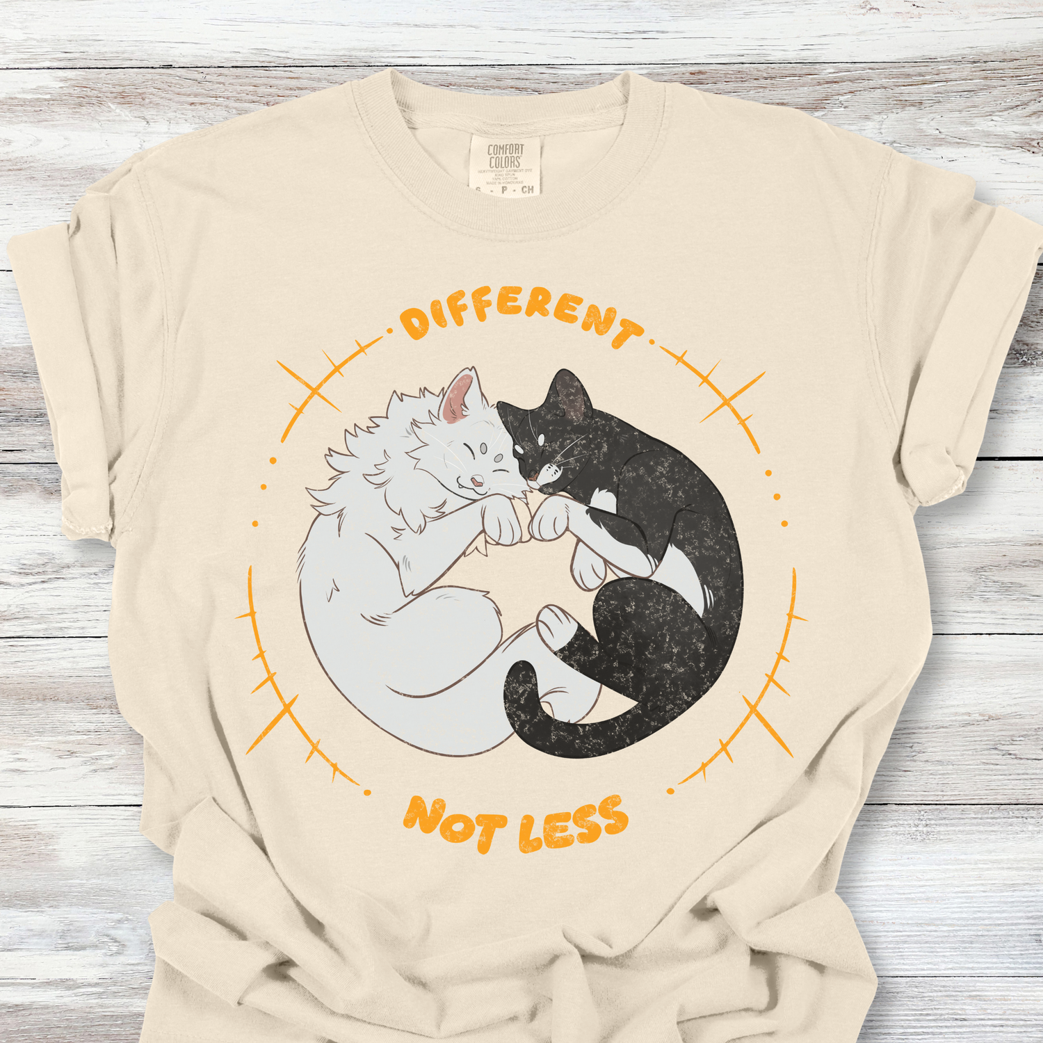 Different Not Less T-Shirt — Neurodiversity &amp; Autism Acceptance Cat Tee