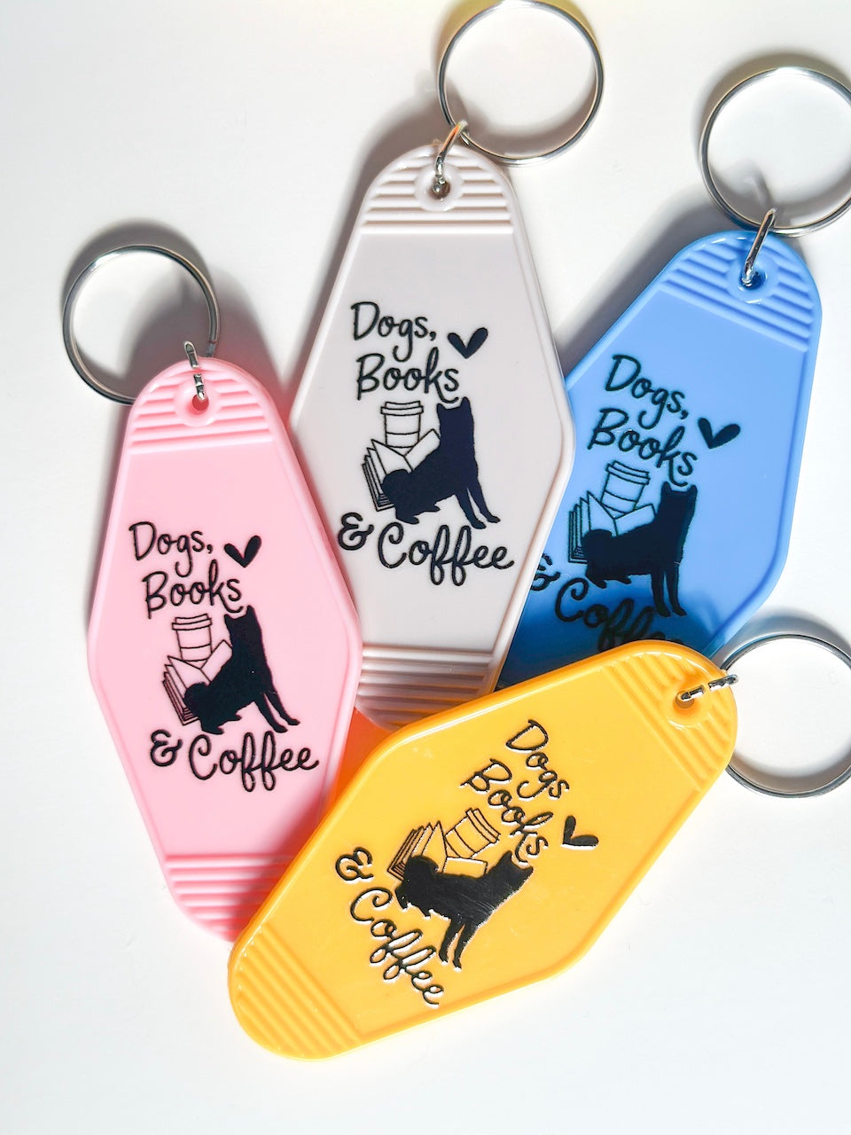 Dogs, Books &amp; Coffee Cute Motel Keychain