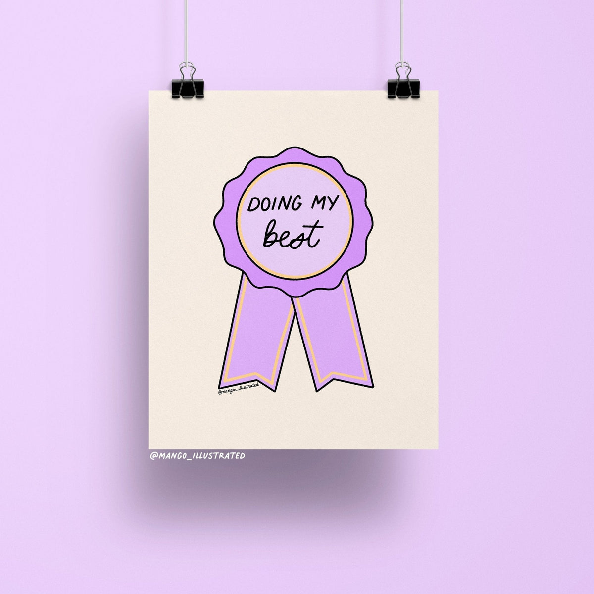 Doing My Best art print flat lay — affirmation wall art on matte art paper, by indie artist MangoIllustrated