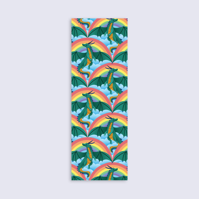 bookmark featuring illustrations of dragons in a rainbow sky!