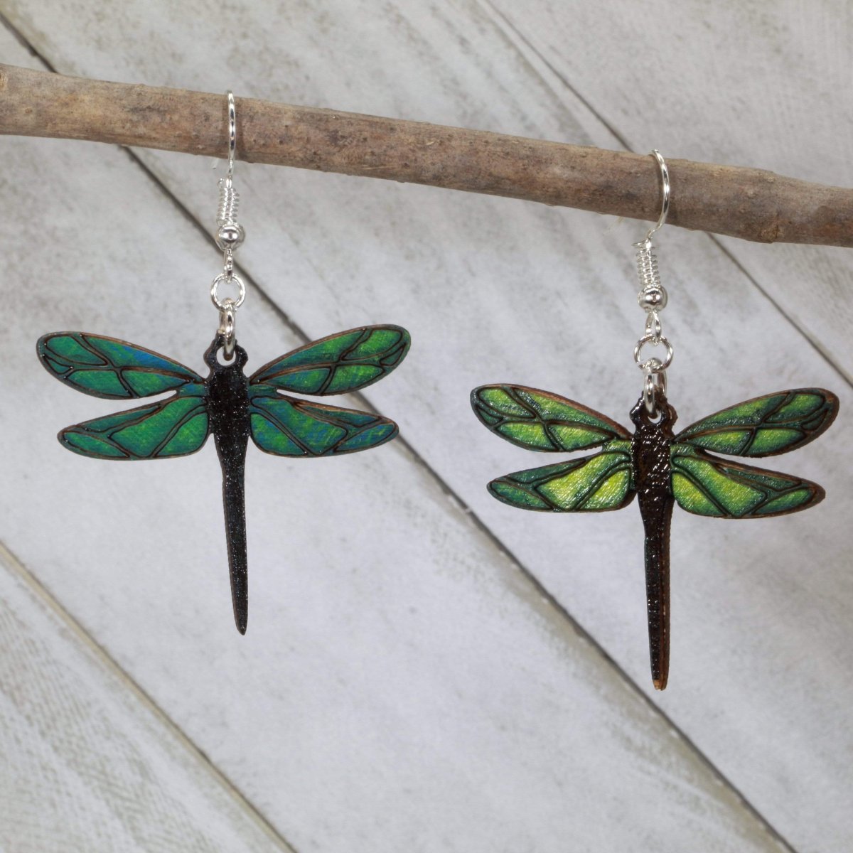 Dragonfly Wooden Dangle Earrings - - Cate&