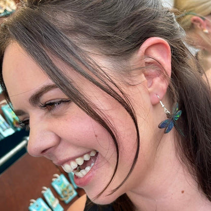 Dragonfly Wooden Dangle Earrings - - Cate&