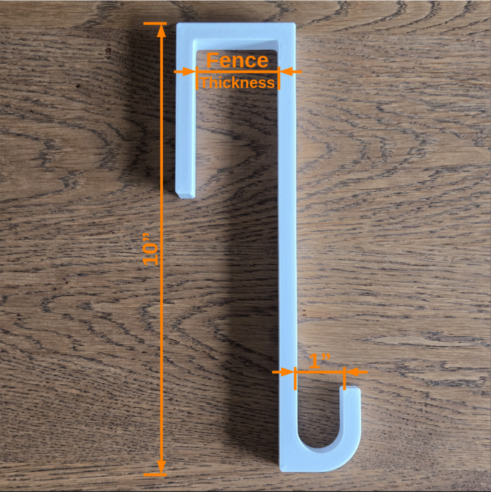 No-drill long arm fence hook (sets of 5 or 10), custom sizes available