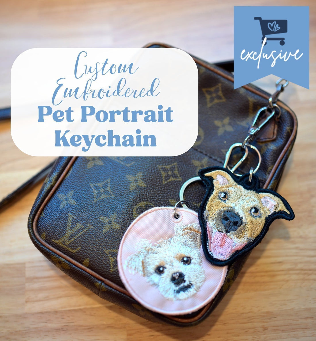 Custom Embroidered Mini Pet Portrait Keychains + Bag Tags - NO AI - $5 Donation to Caitie&
