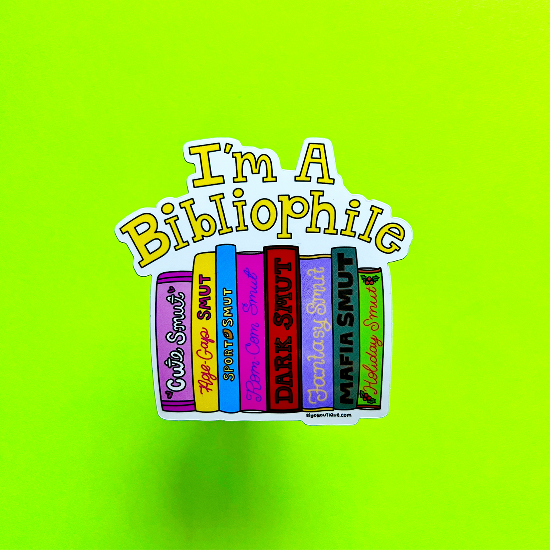 Sticker with colorful books and &