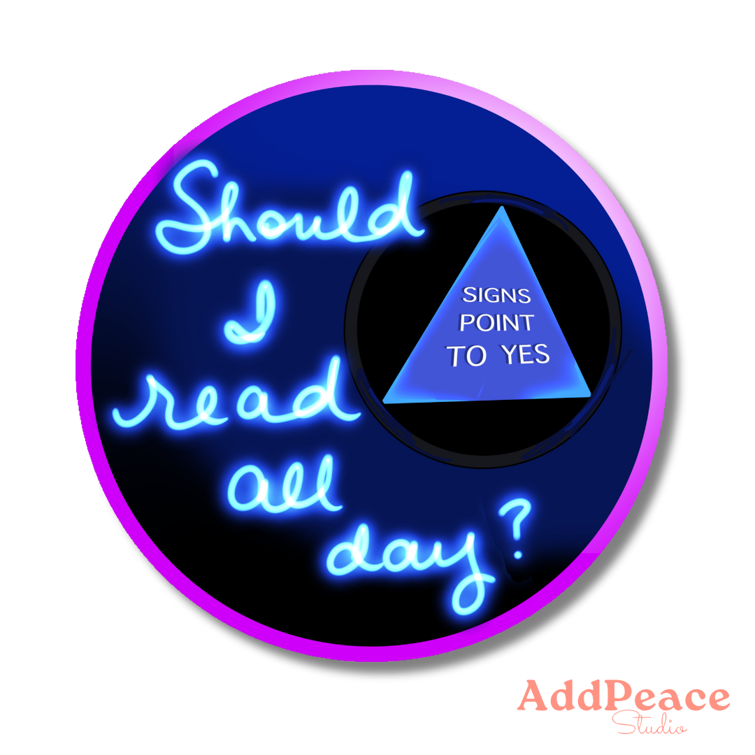 Neon-style text on a circular background with a question mark and &
