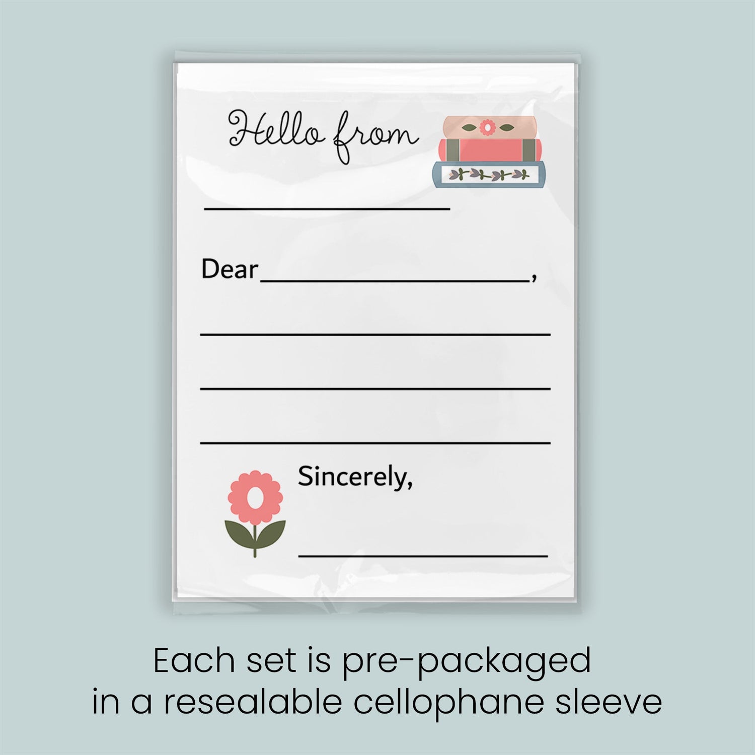 A pre-packaged letterhead set with a blank space for a recipient&