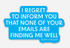 Blue text graphic with white message on a light blue background