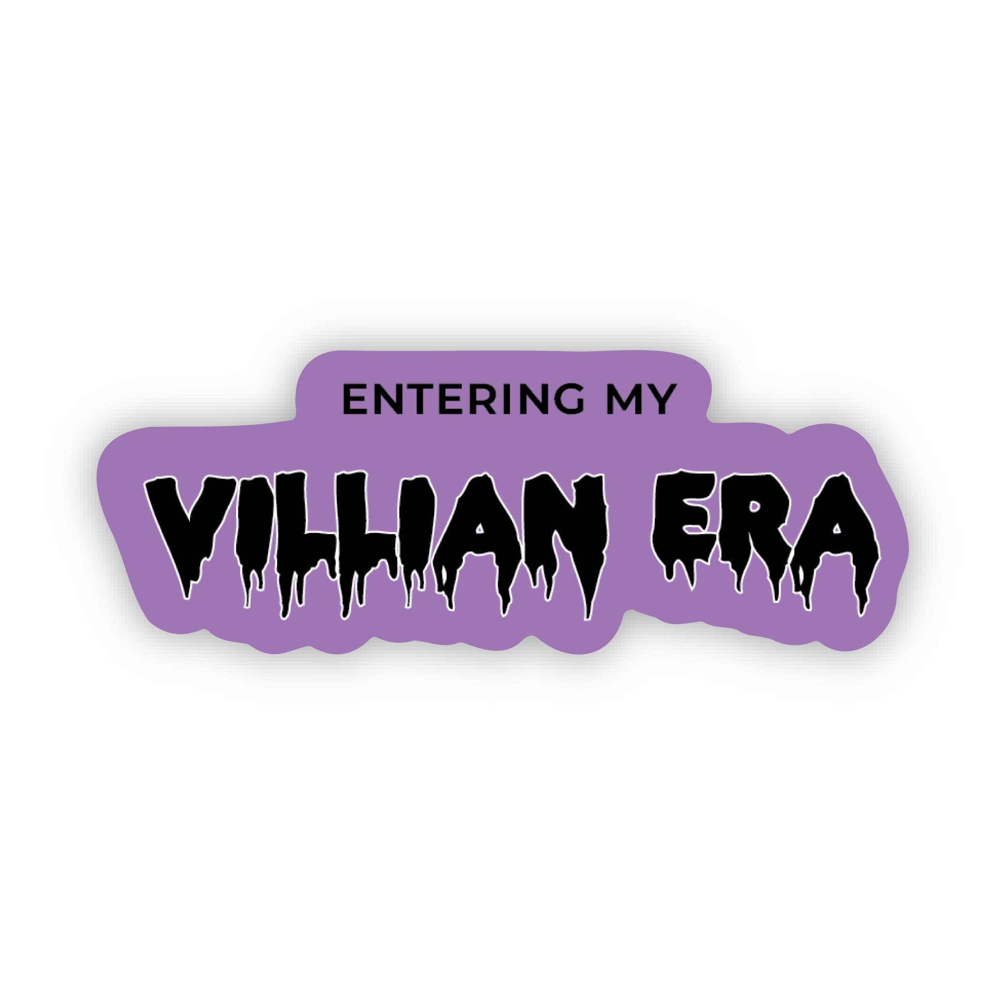 Purple and black text sticker with &