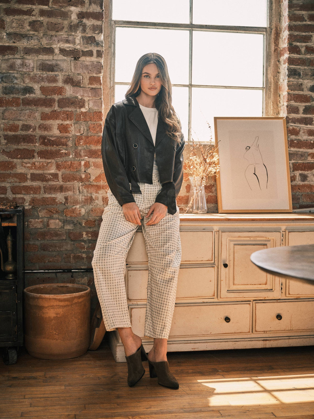 Oxford Plaid Barrel Pants